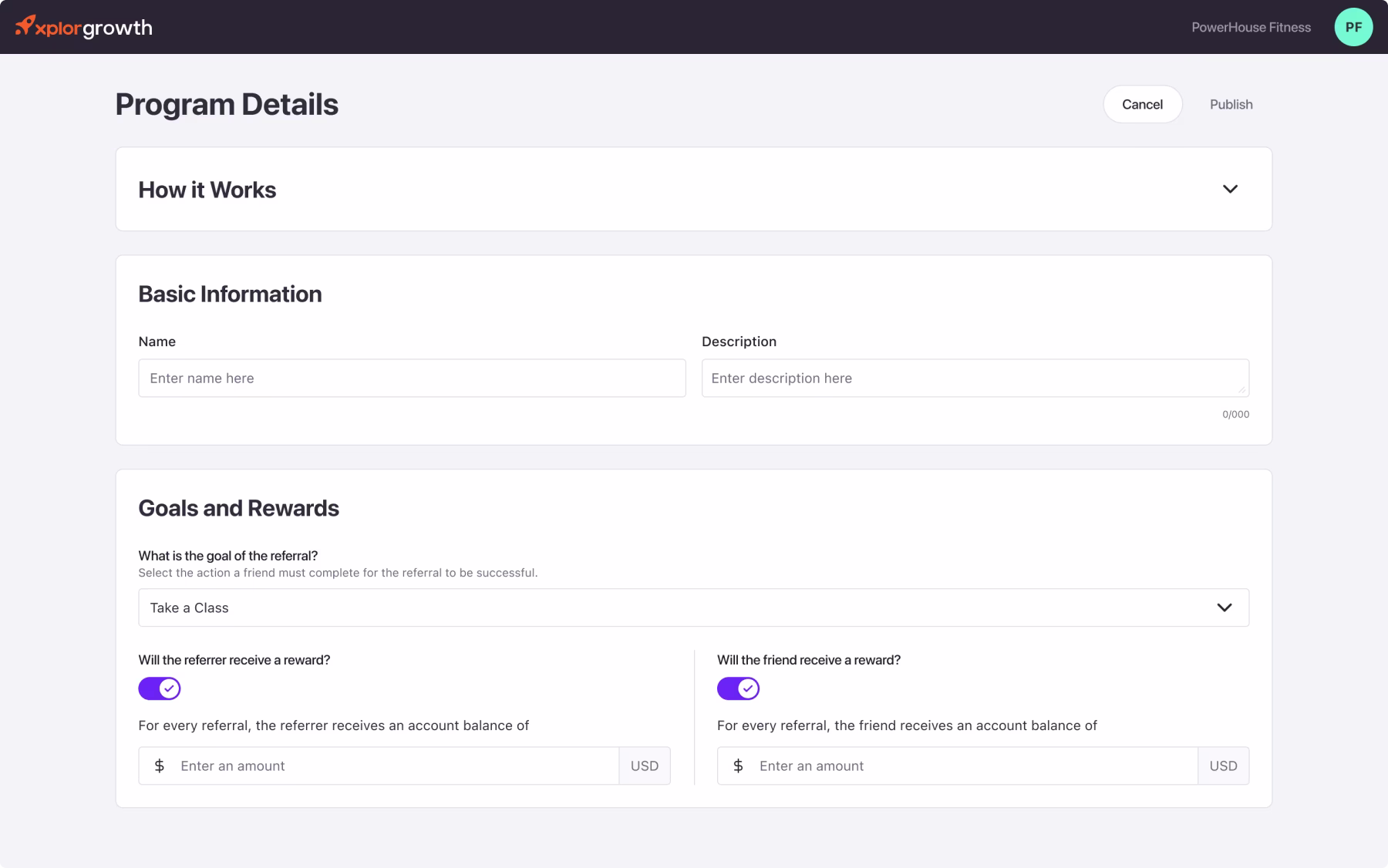 Referrals V1 interface showing initial design iteration