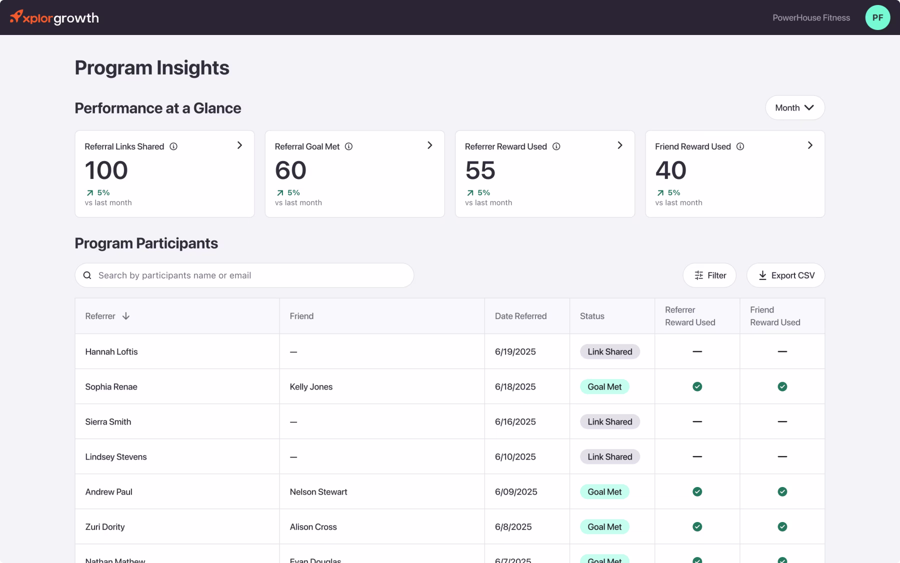 Referrals V1 interface showing secondary design iteration